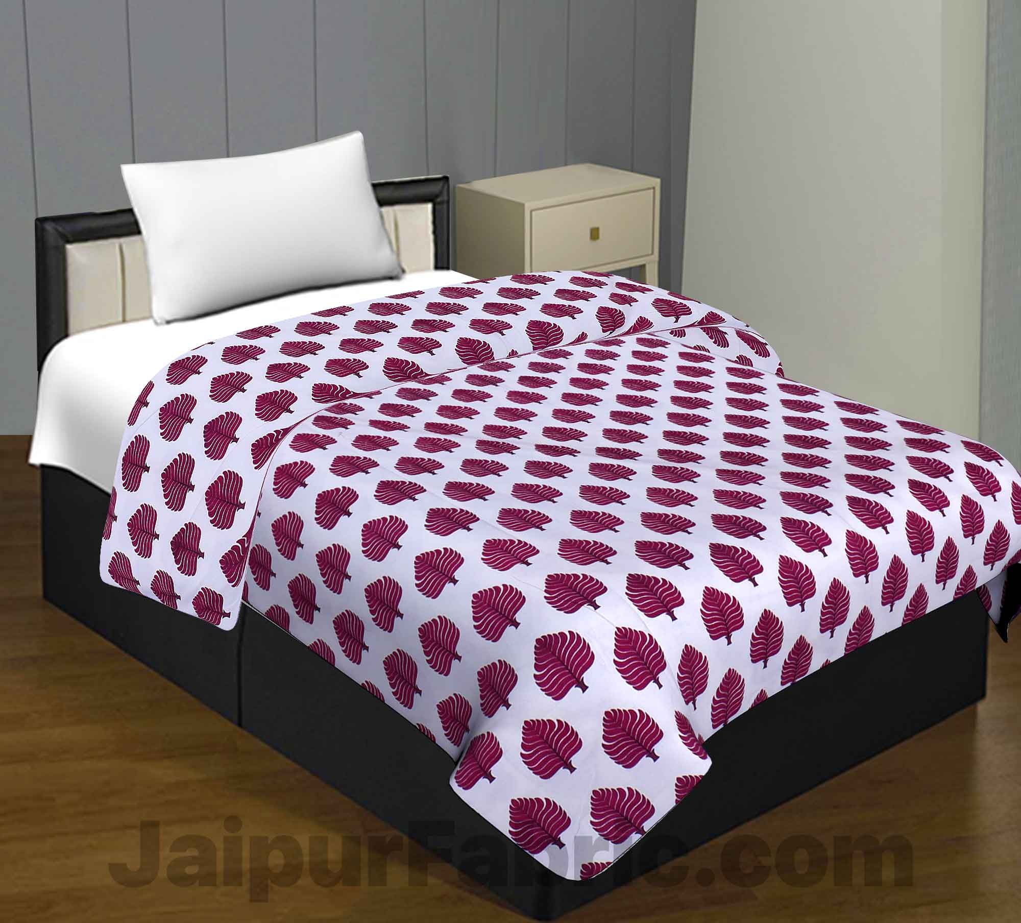 Pure Cotton Petal Print Reversible Single Bed Blanket